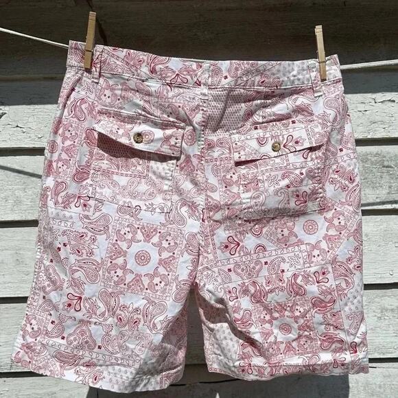 Style & Co Paisley, red and white Bermuda shorts with pockets, summer casual - Picture 2 of 8